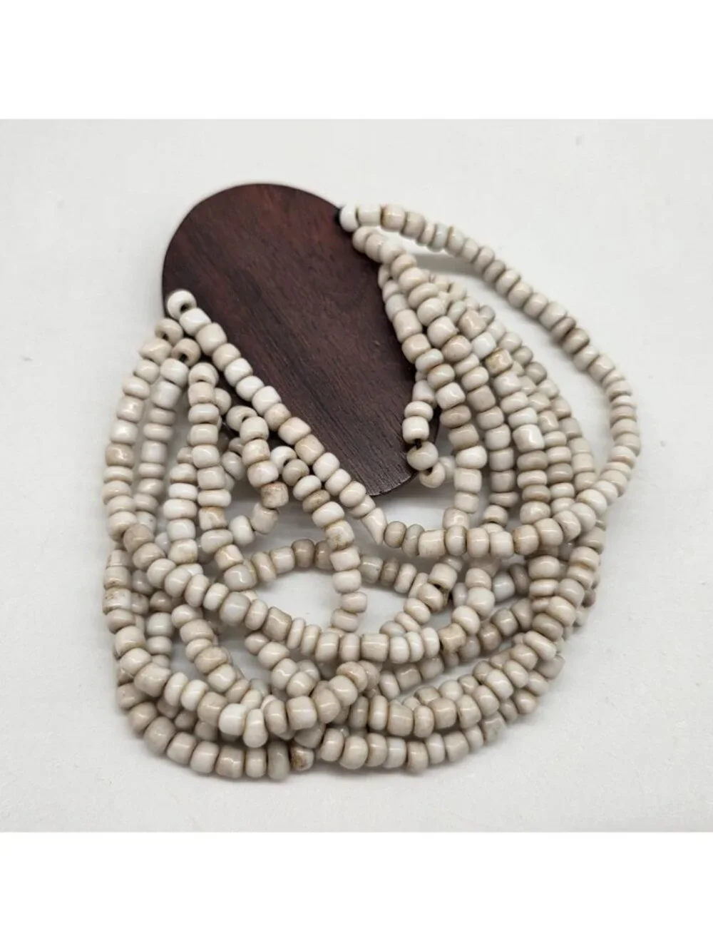 Large Wood & Glass Bead Stretch Bracelet With Multistrand Design For Women - Picture 6 of 7